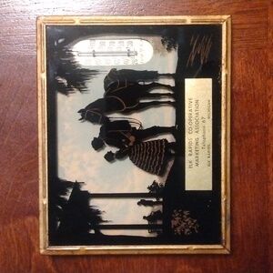 Vintage Silhouette Couple, Horse Pines, Thermometer 5"x4" Grand Rapids MI